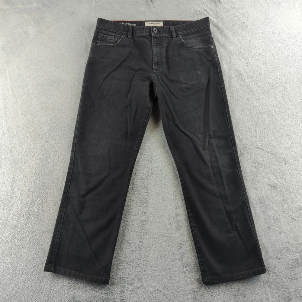 Alberto Jeans Mens 36x30* Black Modern Fit T400 Denim Stretch Straight Leg Pants